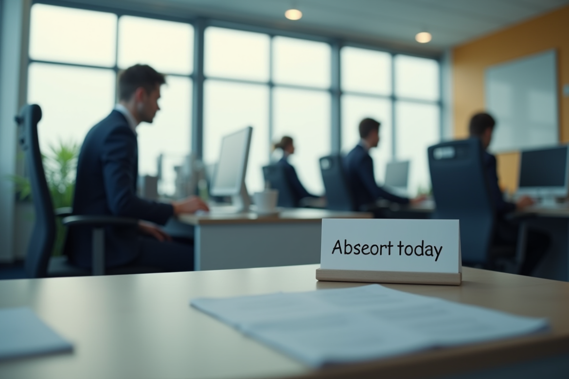 Bureau public avec agents et poste vide en journée