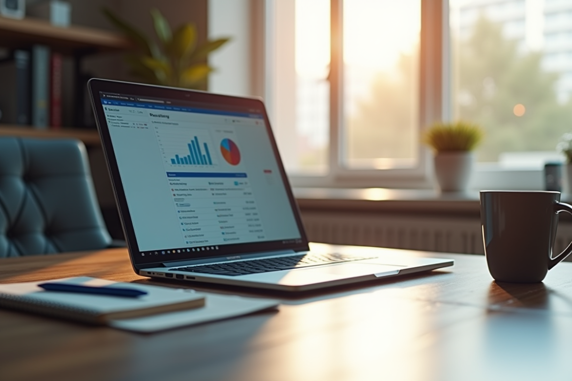 Espace de travail moderne avec ordinateur et cahier pour formation