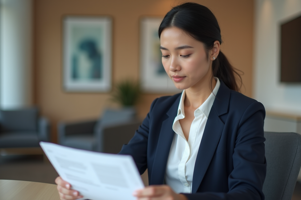 Femme en entretien d'embauche dans un bureau moderne