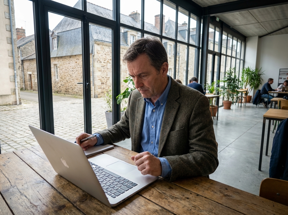Homme au coworking avec vue sur Parthenay
