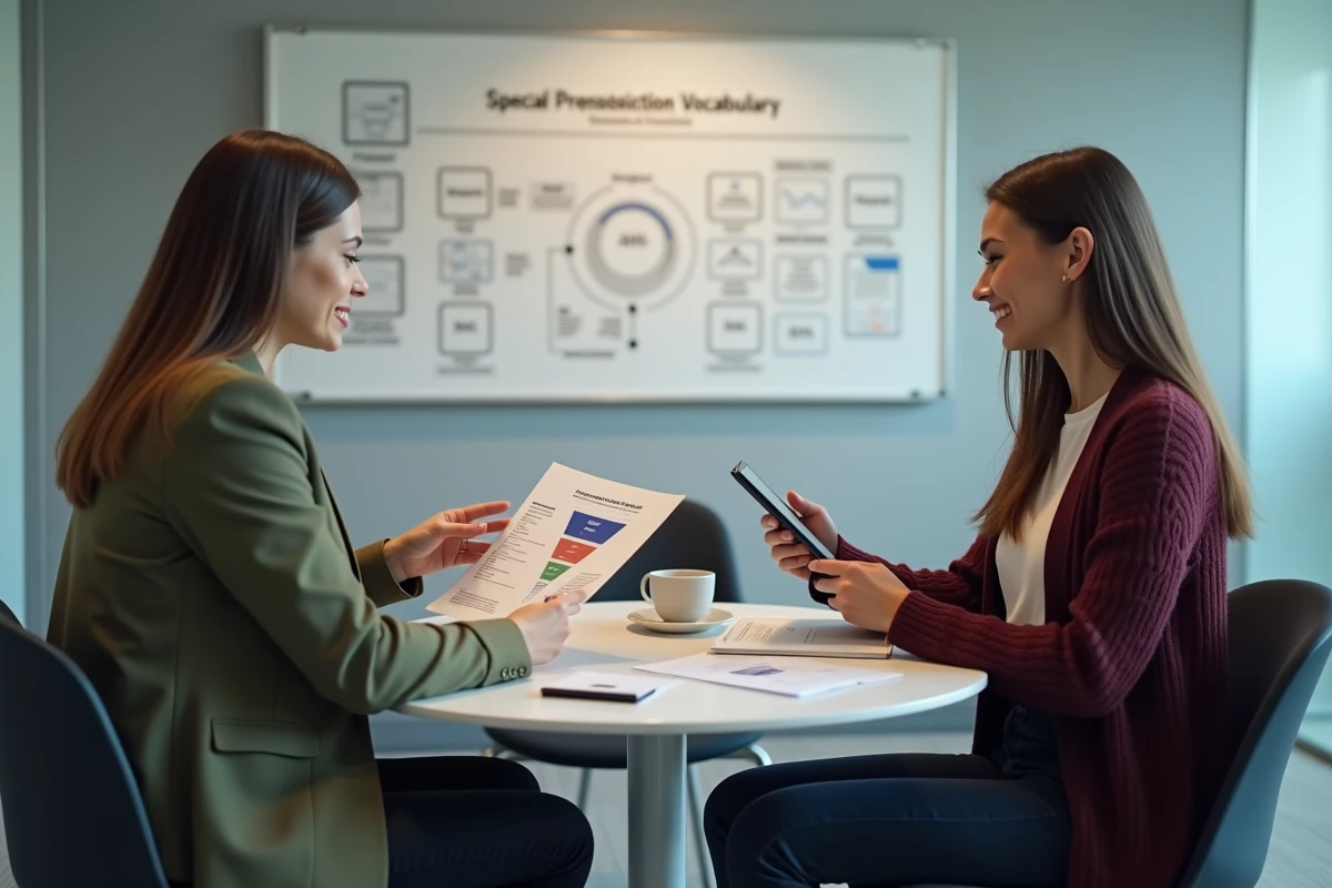Deux professionnelles en séance de formation social selling avec présentation de stratégie de prospection LinkedIn