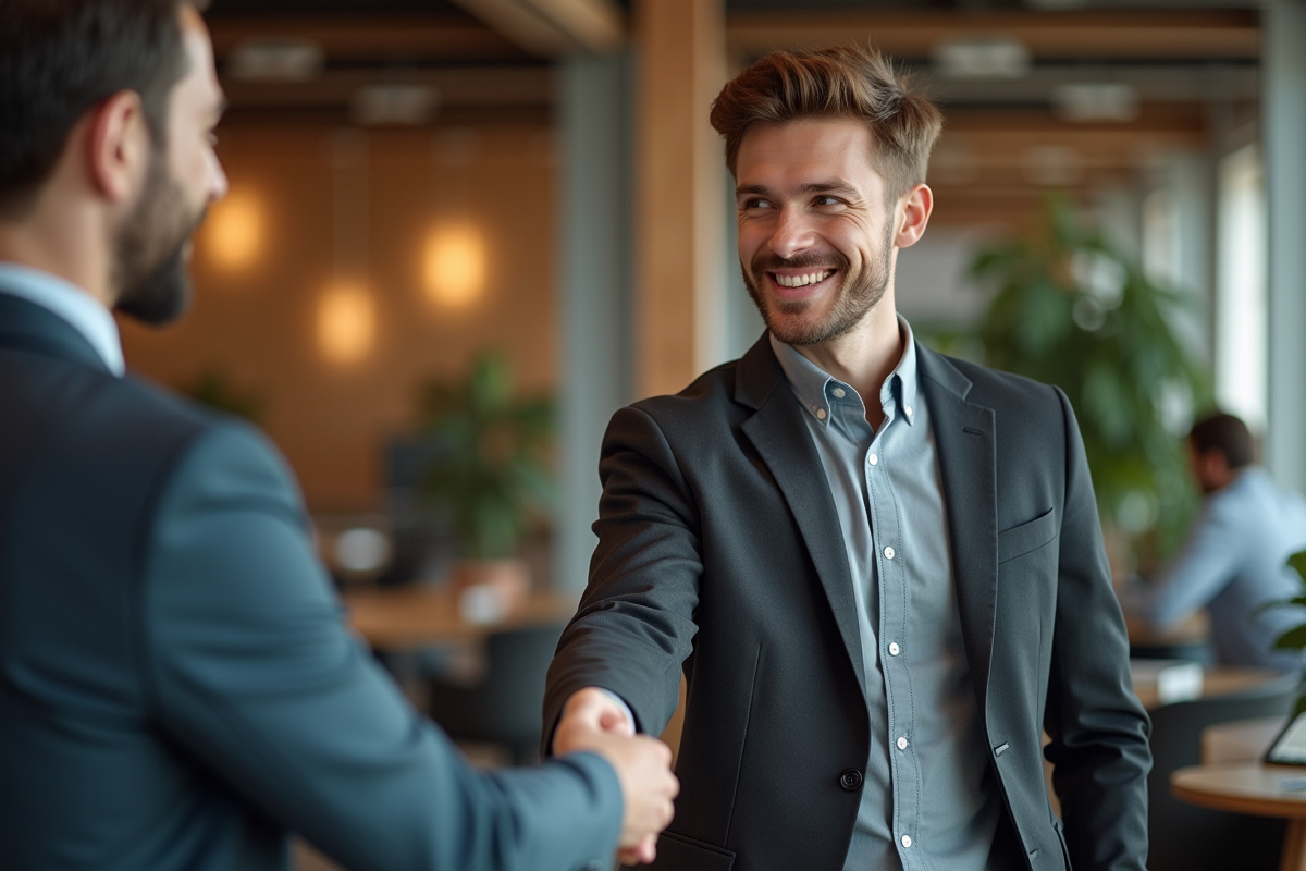 Jeune homme serrant la main lors d